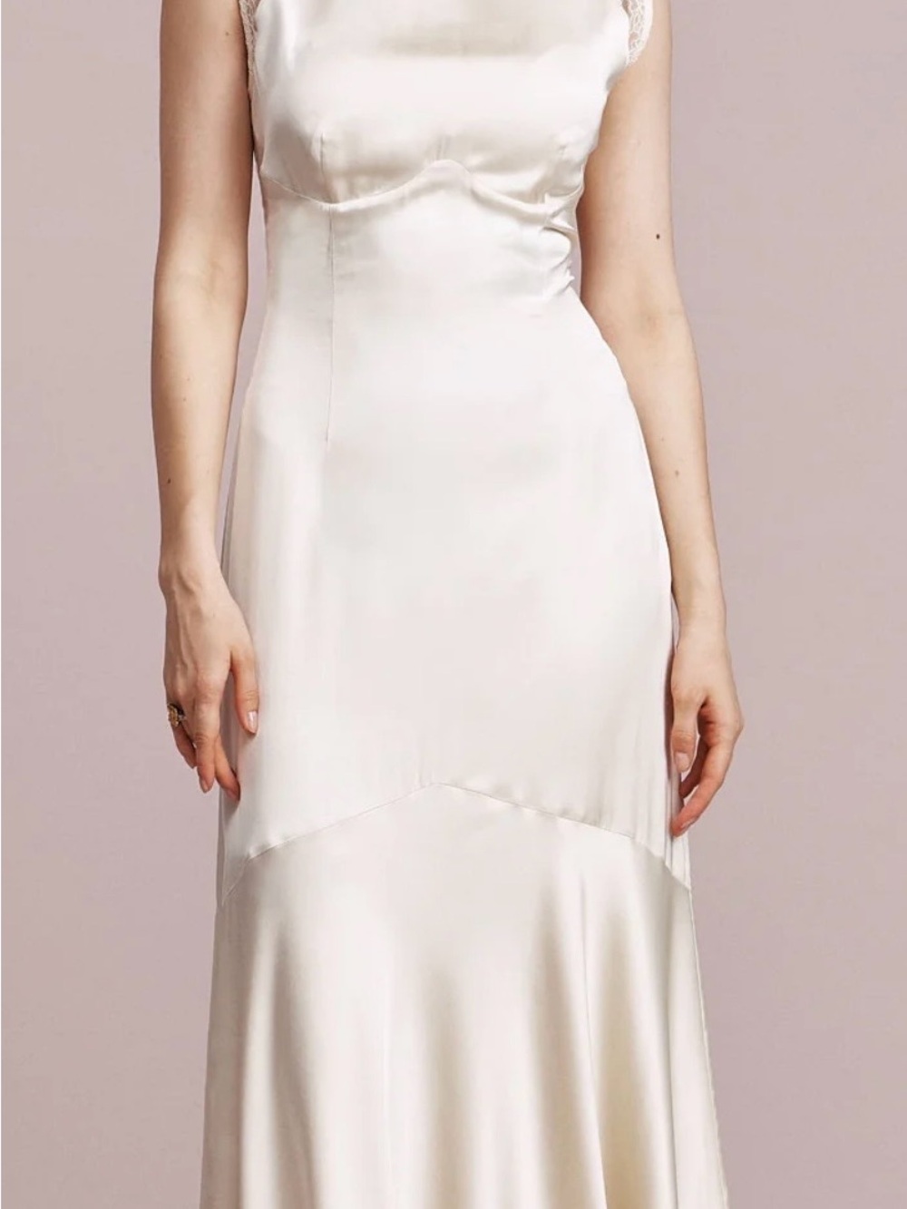 Minimal Satin Bridal Slip Dress in Ivory